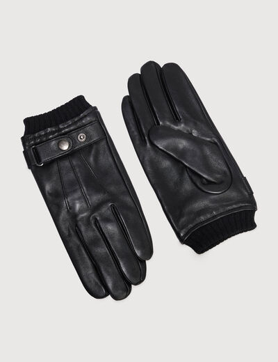 Gants en cuir avec doublure noir homme