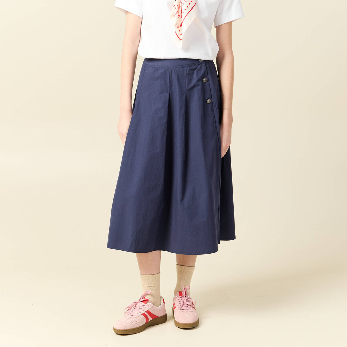 Jupe en coton bleu marine femme