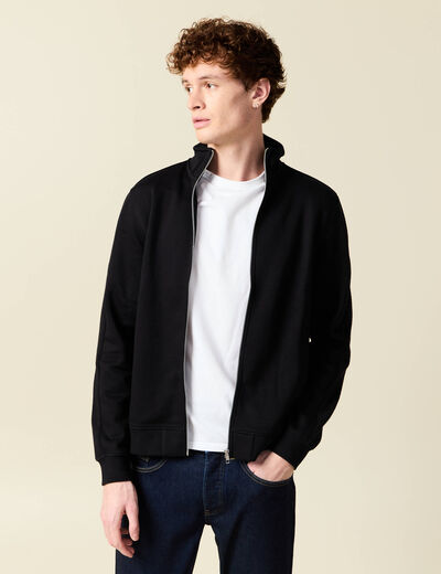 Gilet manches longues zippé noir homme