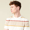 T-shirt ray&eacute; col rond manches courtes ecru homme