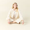 Blouson boutonné brodé denim blanc femme