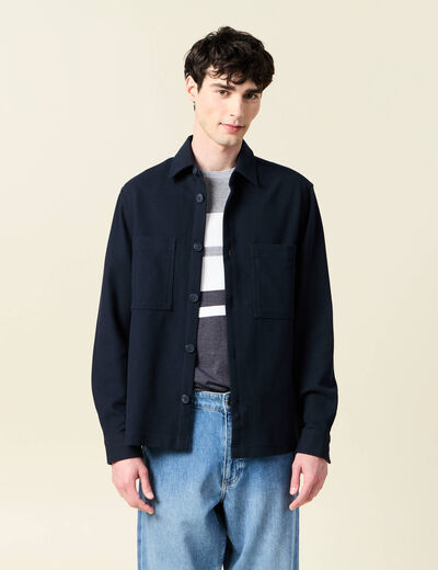 Surchemise manches longues bleu marine homme