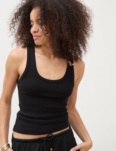 D&eacute;bardeur sans manches noir femme