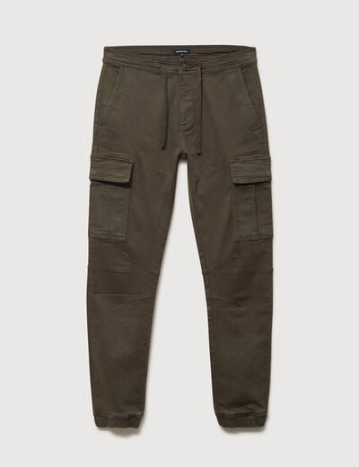Pantalon battle bas resserr&eacute; vert kaki homme
