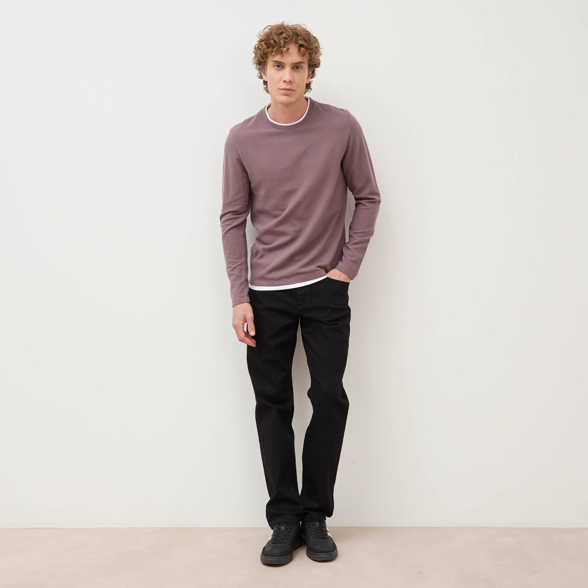 T-shirt manches longues mauve homme