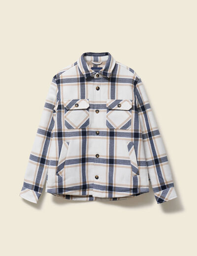 Surchemise oversize courte doubl&eacute;e bleu marine homme