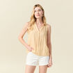 Blouse sans manches jaune paille femme