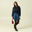 Mini-jupe en coton aspect jeans denim stone femme