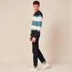 Pull fin col rond manches longues bleu p&eacute;trole homme