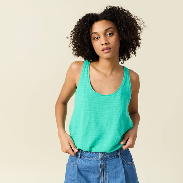 Débardeur sans manches vert turquoise femme