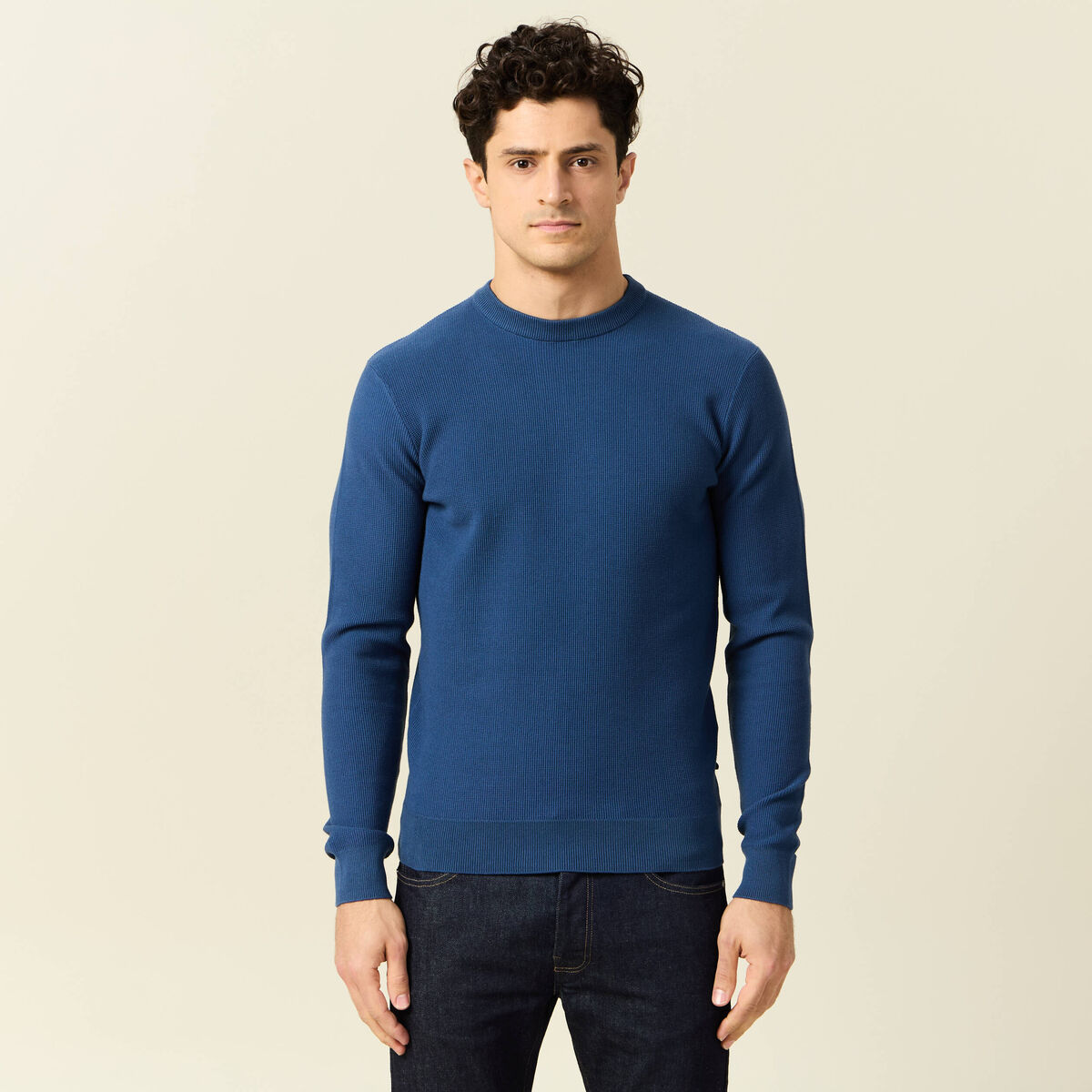 Pull éco-responsable bleu foncé homme