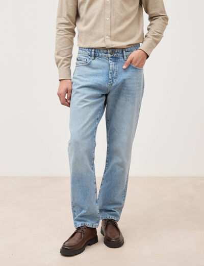 Jeans straight longueur 32 en coton denim used homme