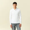 Polo cintr&eacute; manches longues en coton blanc homme
