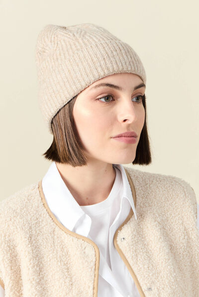 Bonnet éco-responsable beige femme