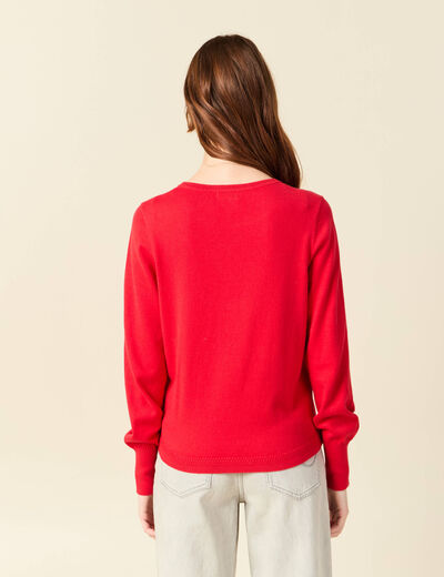 Pull manches longues rouge fonc&eacute; femme