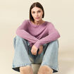 T-shirt cintr&eacute; manches longues col rond mauve femme