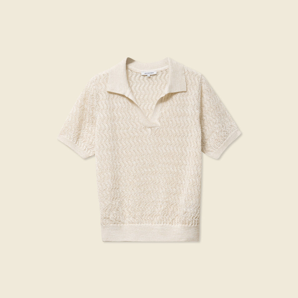 Pull manches courtes creme femme
