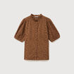 Chemise en coton manches coude marron femme