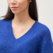 Pull droit col v manches longues bleu electrique femme