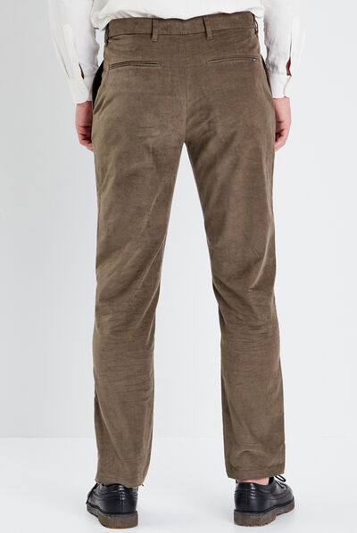 Pantalon tapered velours taupe homme