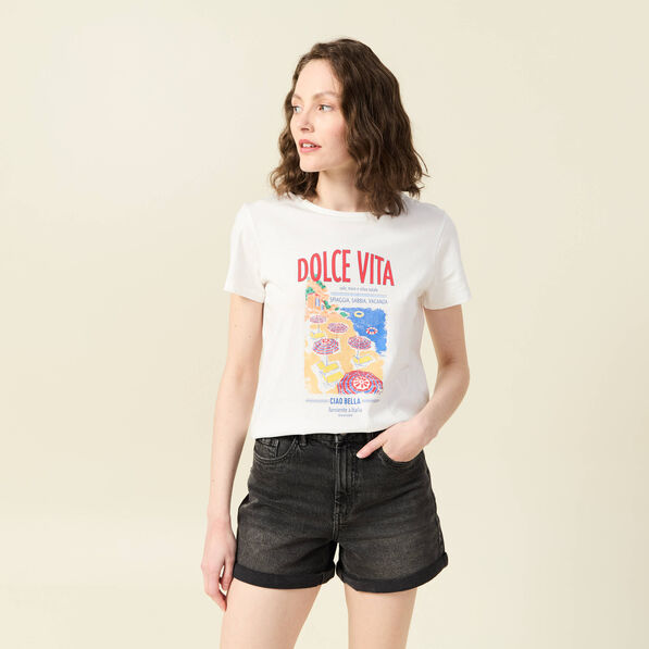 t shirt manches courtes ecru femme T-shirt manches courtes ecru femme
