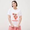 T-shirt &agrave; motif en coton manches courtes blanc femme