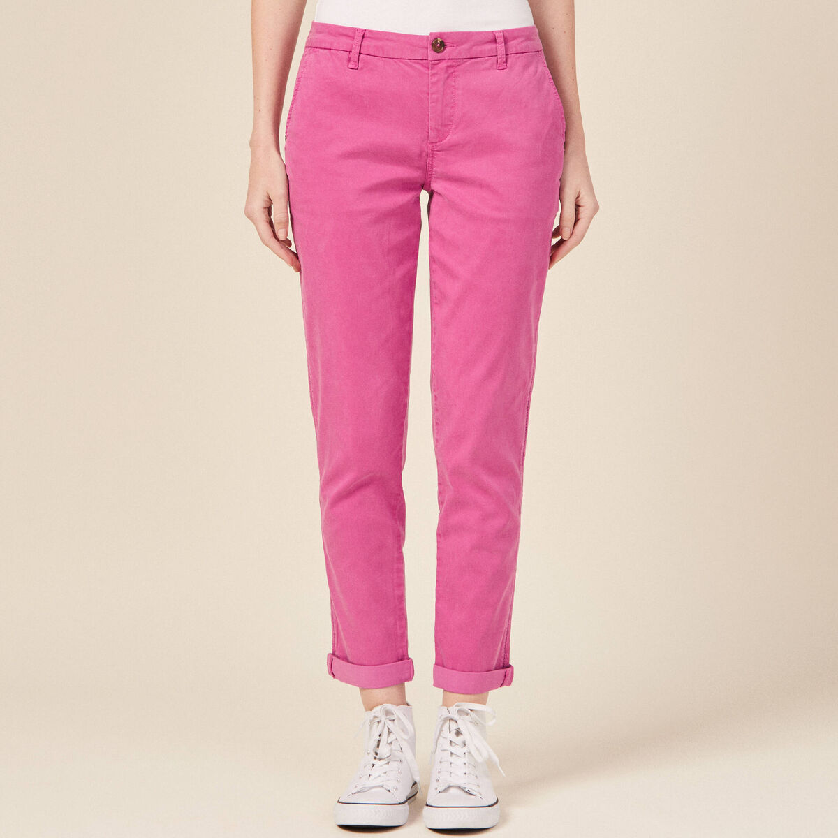 Pantalon chino Instinct rose framboise femme