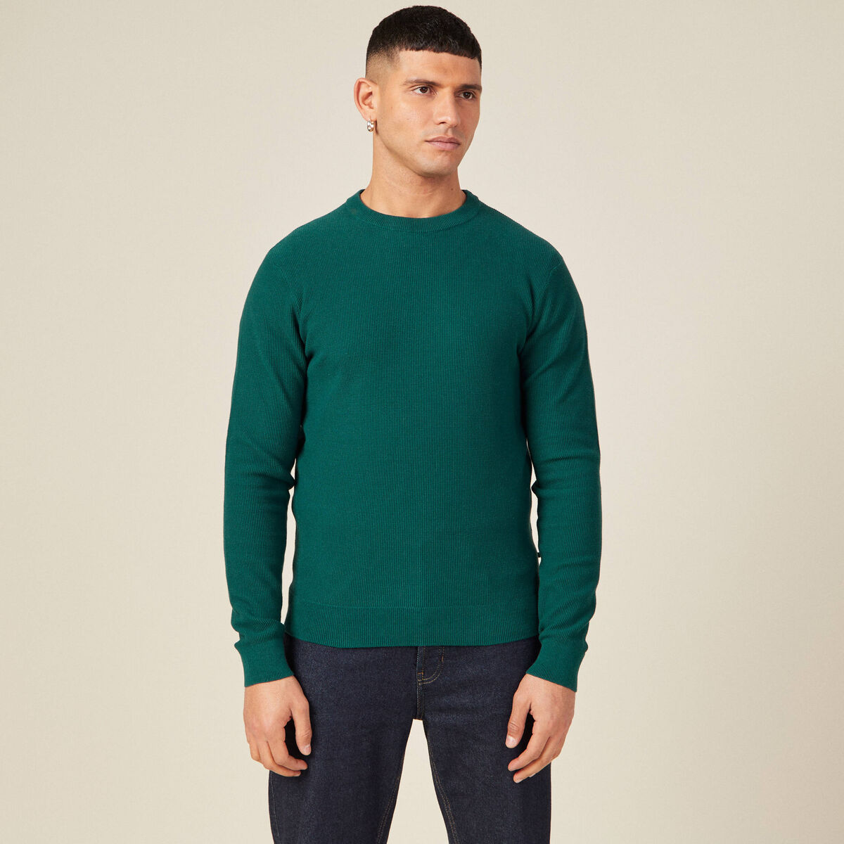 Pull éco-responsable vert canard homme