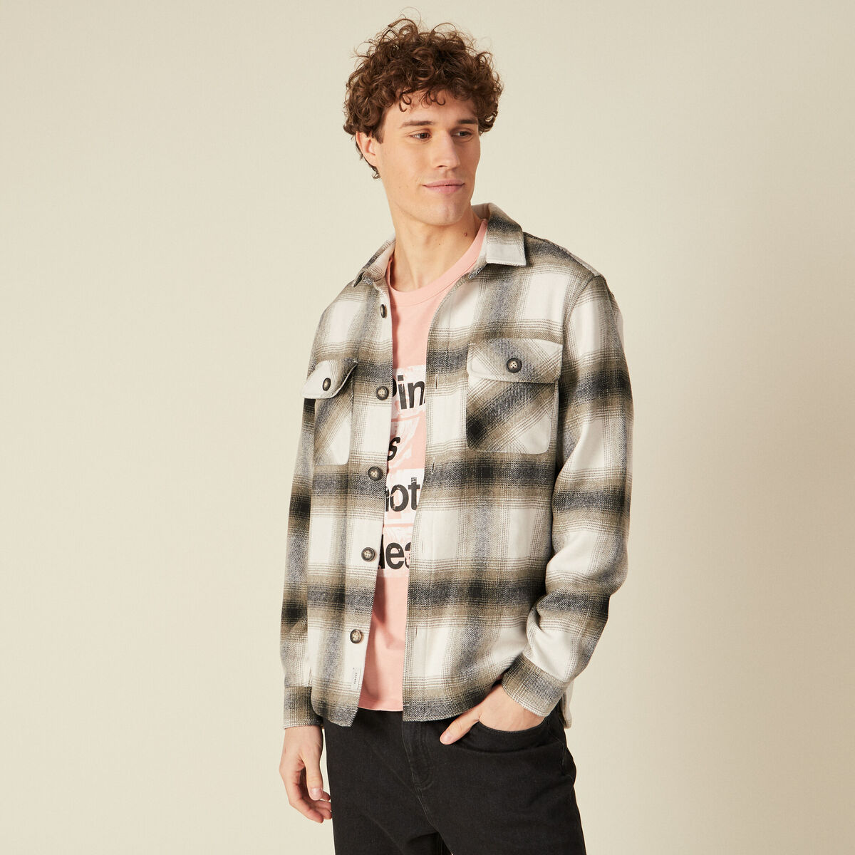 Surchemise éco-responsable vert kaki homme
