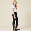 Pantalon carotte ceintur&eacute; bleu marine femme