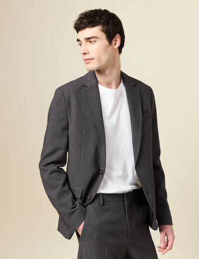 Blazer manches longues col tailleur gris fonc&eacute; homme