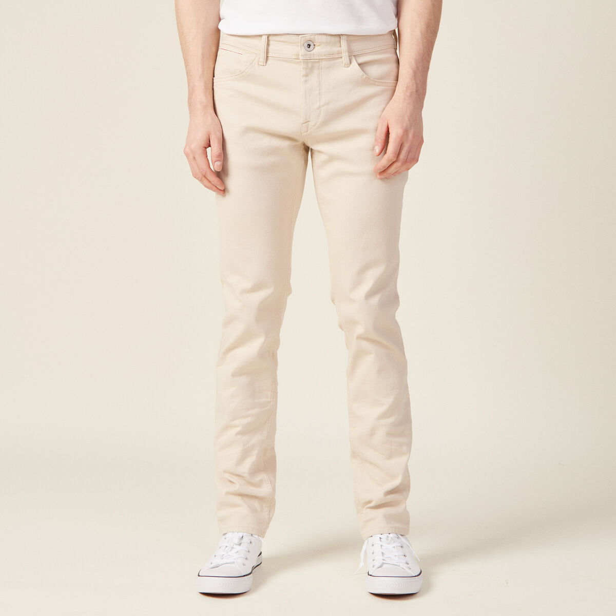 Jeans slim beige homme