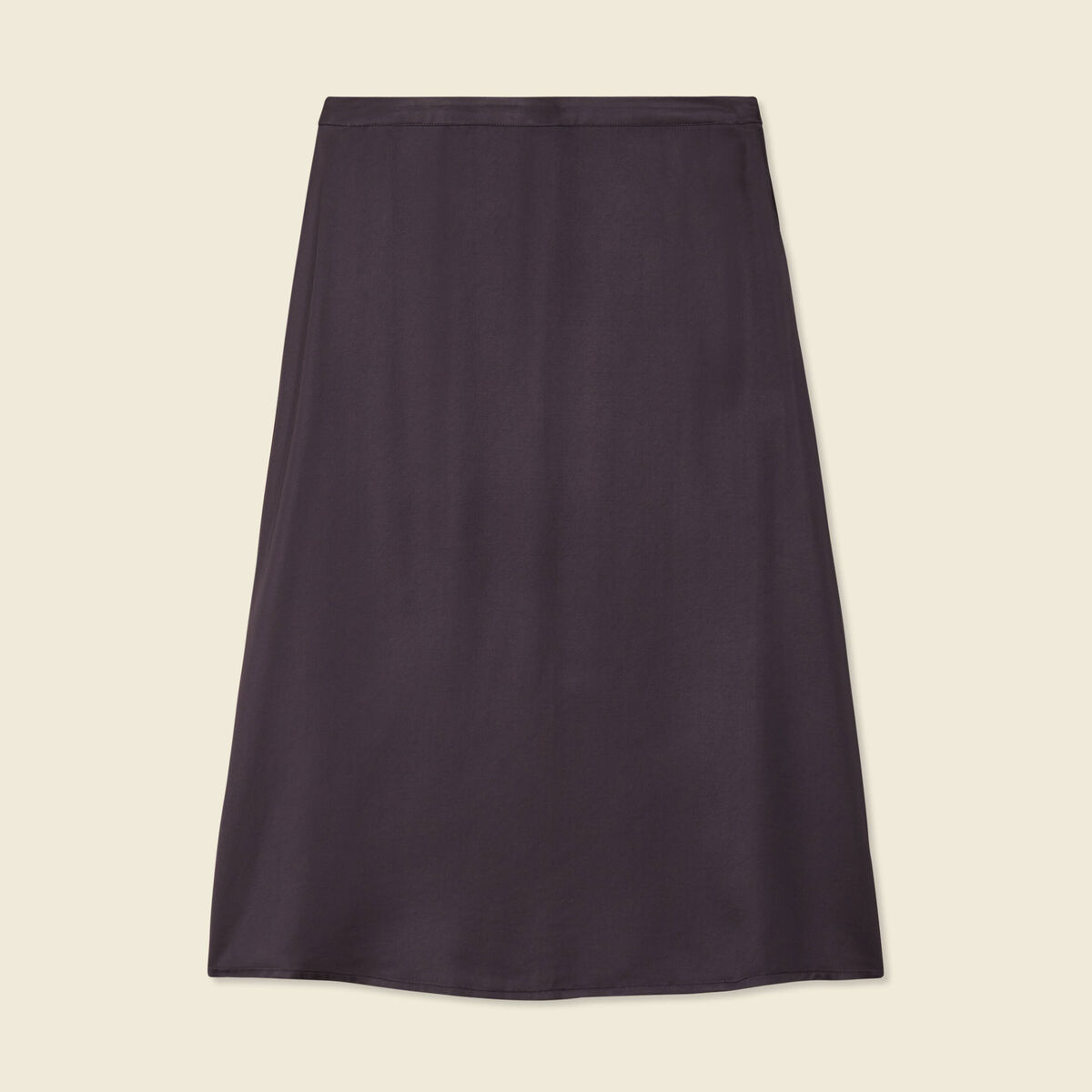 Jupe midi droite satin gris fonc&eacute; femme