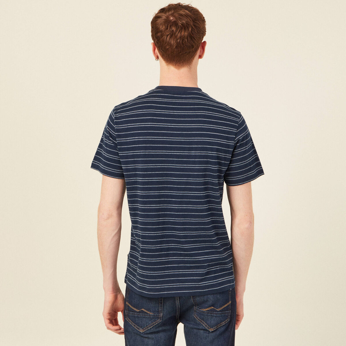 T-shirt en coton manches courtes bleu marine homme