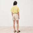 Short en jean taille haute beige femme