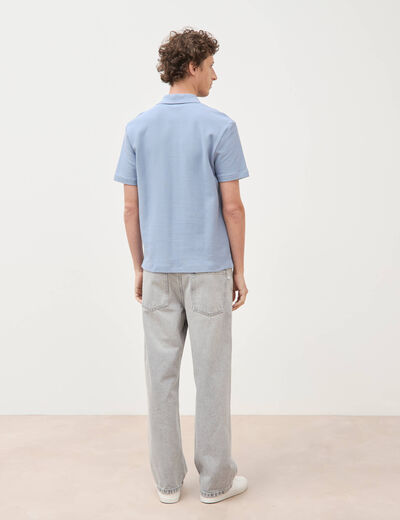 Polo col polo manches courtes en coton bleu gris homme