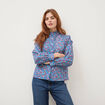 Chemise droite en coton manches longues bleu marine femme