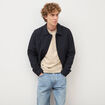 Blouson manches longues doubl&eacute; bleu marine homme