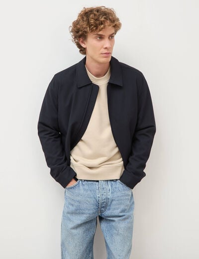 Blouson manches longues doubl&eacute; bleu marine homme