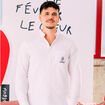 Chemise droite en coton rose poudr&eacute;e homme