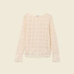 T-shirt manches longues en dentelle ecru femme