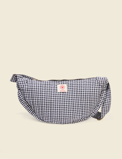 Sac bandouli&egrave;re doubl&eacute; vichy noir femme