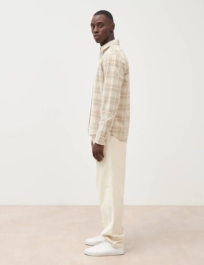 Chemise en velours manches longues sable homme