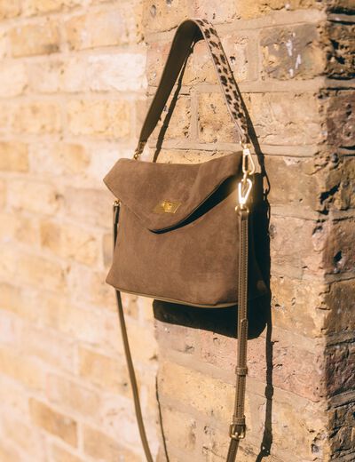 Sac bandouli&egrave;re avec doublure vert kaki femme