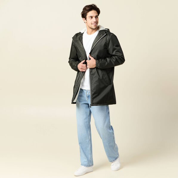 coupe vent double a capuche vert kaki homme Coupe-vent doublé à capuche vert kaki homme