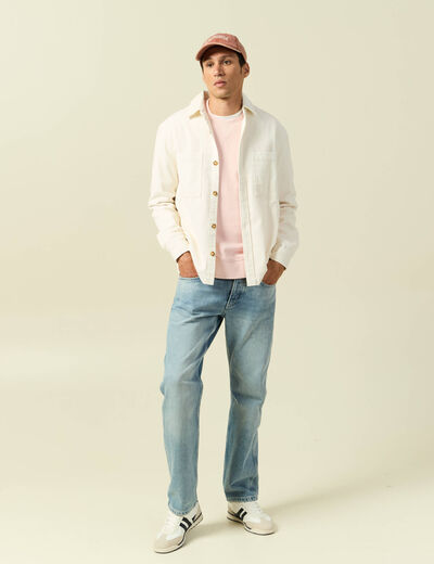 Sweat manches longues en coton rose poudr&eacute;e homme