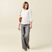 Chemise manches 3/4 brodée ecru femme