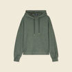 Sweat à capuche brillant vert kaki femme