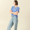 T-shirt cintr&eacute; col rond manches courtes bleu lavande femme