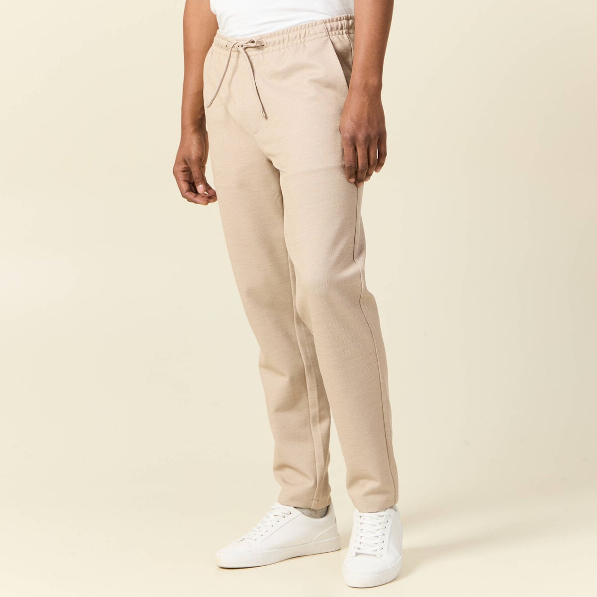 Pantalon chino jogger beige homme
